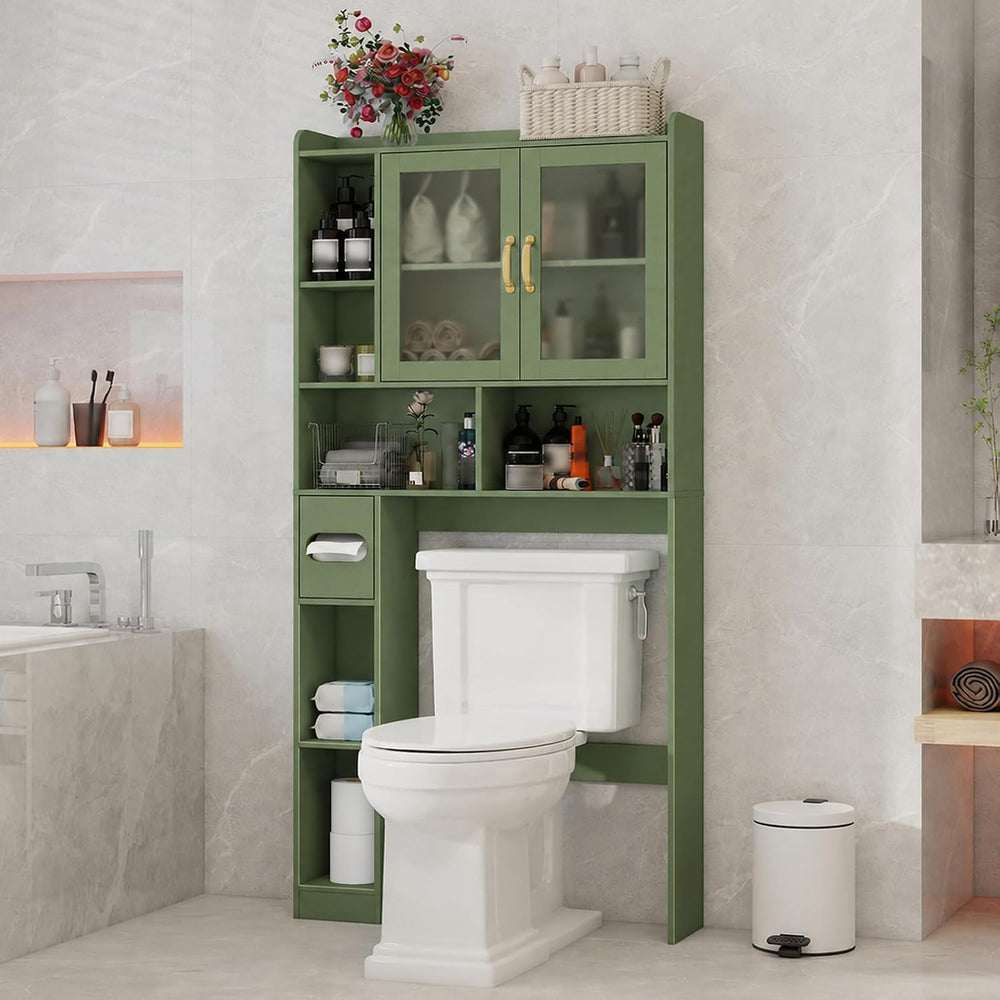 Vabches Over The Toilet Storage Cabinet with Acrylic doors, Green