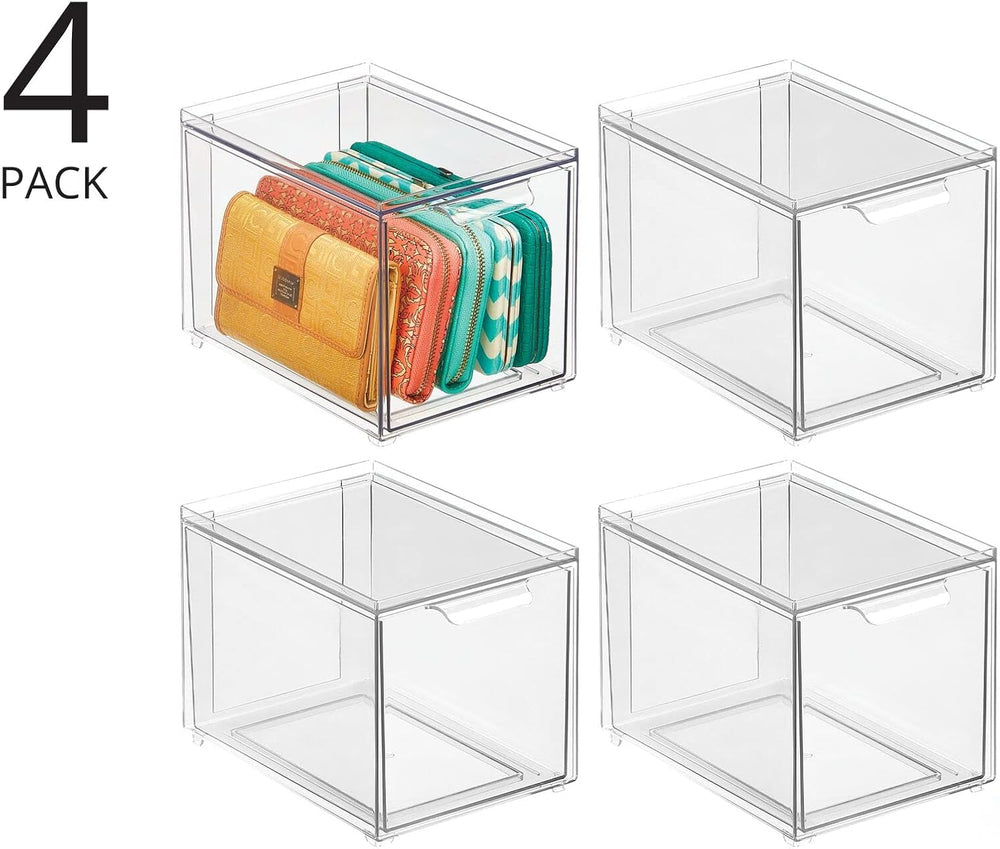 mDesign Shoe Storage Box with Drawer – Sturdy Plastic Storage Box for Shoes –...