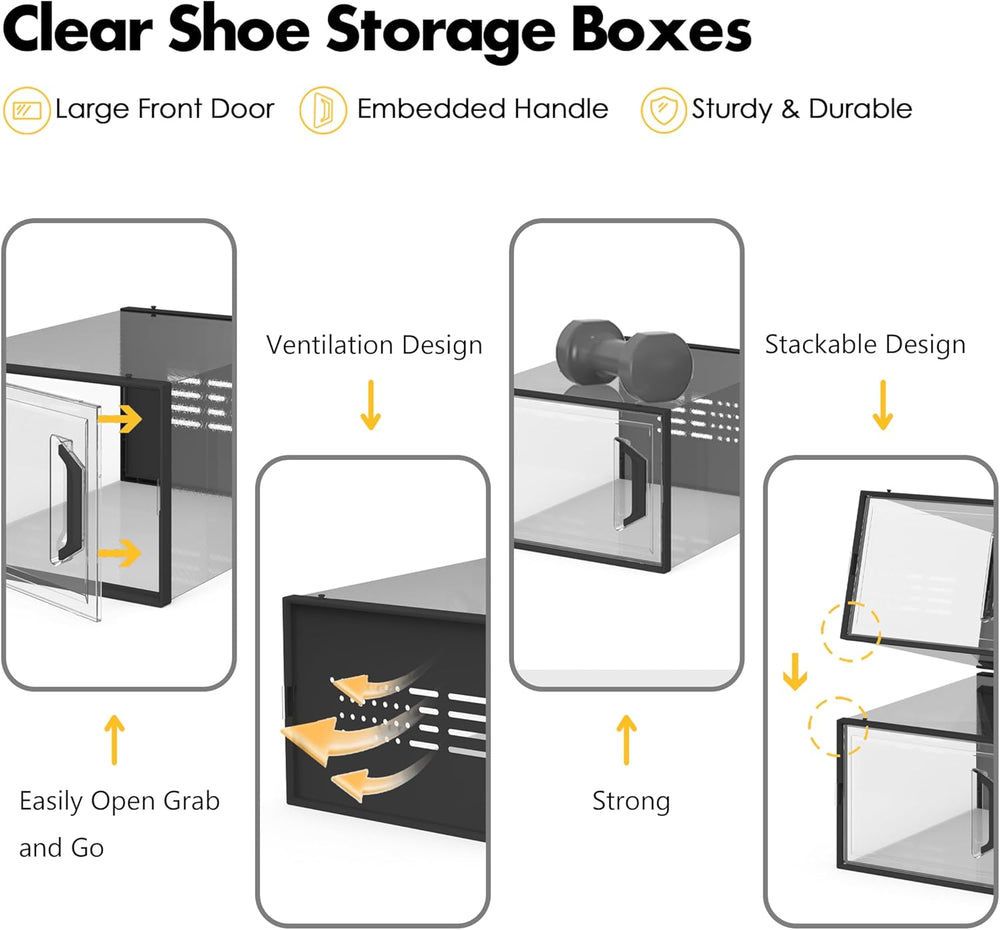 SEE SPRING X-Large Shoe Storage Box Fit Size 11, Clear Plastic Stackable Shoe...