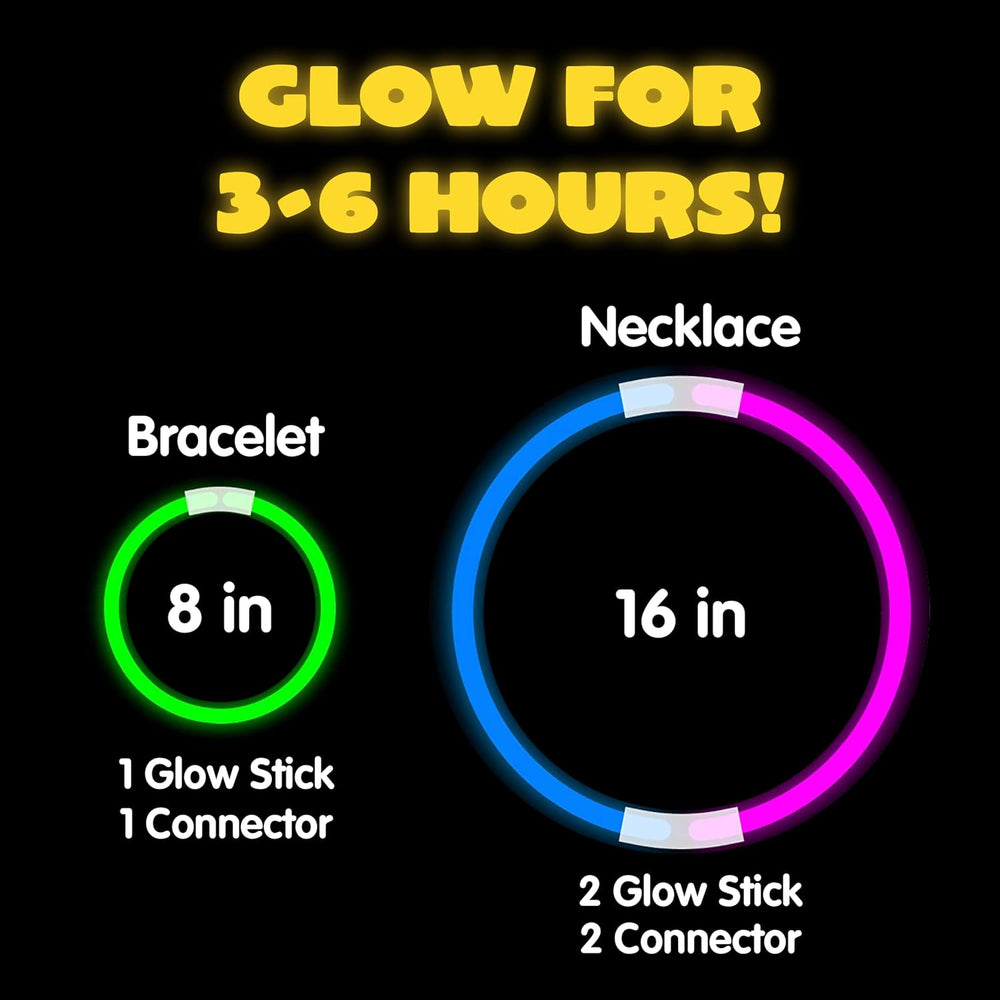 JOYIN 300 Pcs 8" Glow Sticks Bulk Party Pack, Neon Glow in the Dark Part...