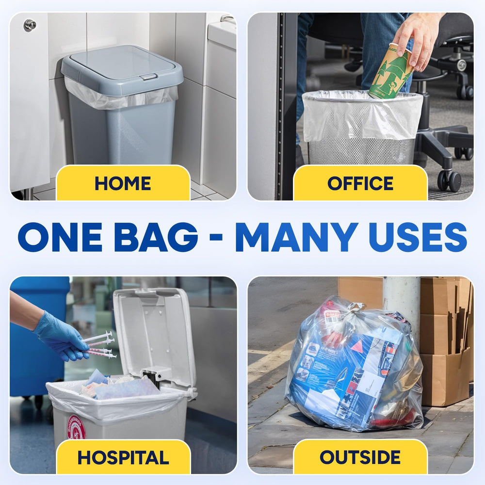 PLASTIC PRINCE 7-10 Gallon Trash Bags, Small Office Trash Bags, 8 Mic Waste B...