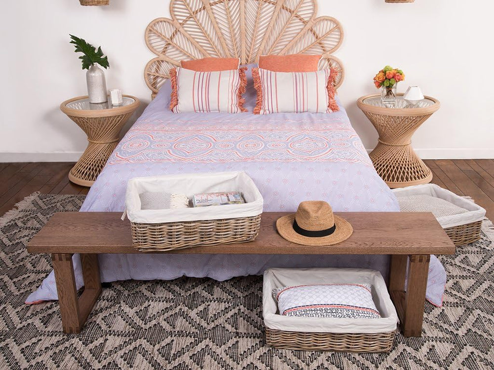Kouboo Rattan Shelf Storage Basket with Removable Liner, Small Gray Bin
