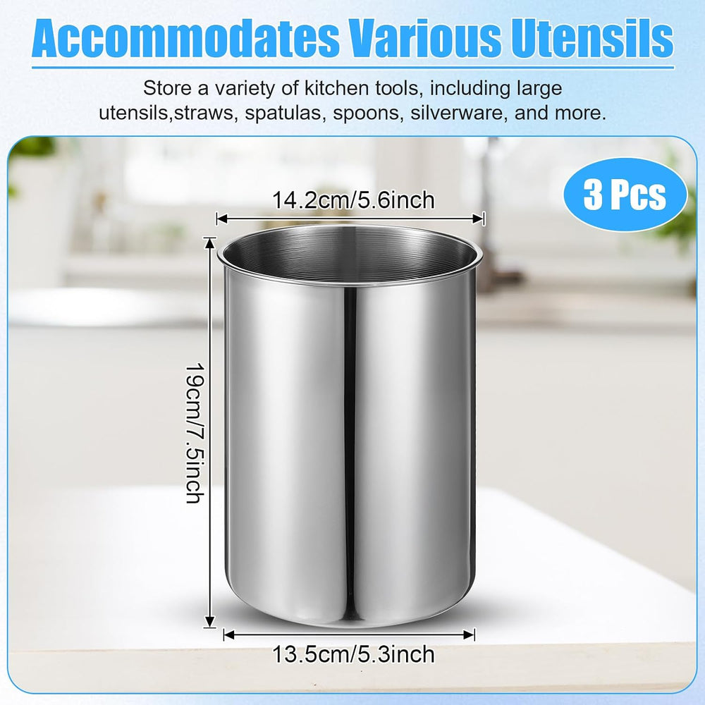 3 Pcs Cooking Utensil Holder for Kitchen Counter, 5.6 x 7.5 inch Metal Utensi...
