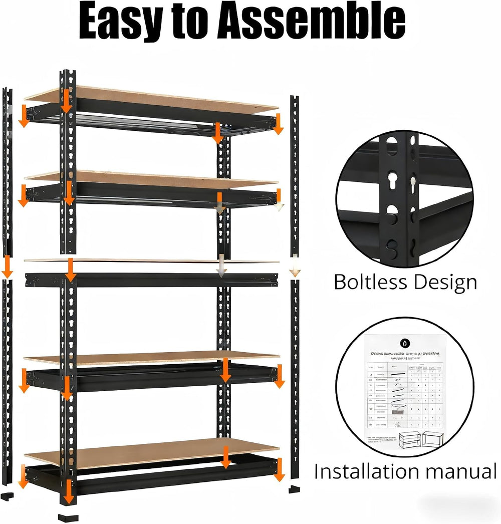 Takywep Heavy Duty Garage Shelving 2000lbs, Adjustable 5 Tier Metal Storage S...