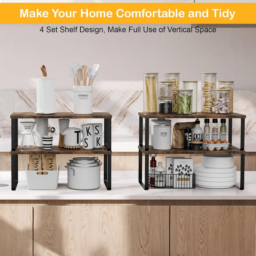 OGEMXU Cabinet Shelf Organizers, 15.7 inches Large Kitchen Counter Shelf, Set...
