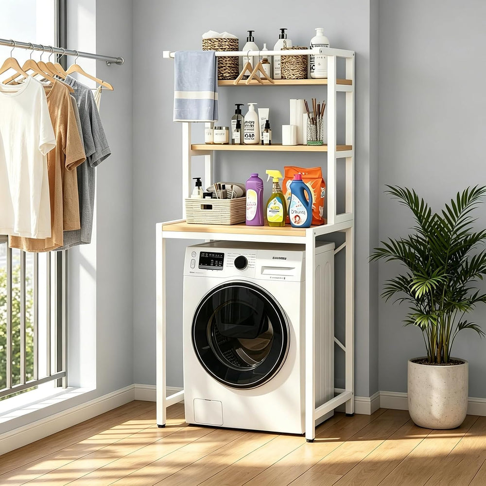 3 Tier Over Washer and Dryer Storage Rack, Height Adjustable Laundry Room She...