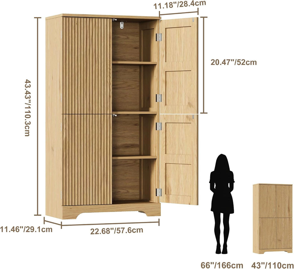 ChooChoo Bathroom Floor Cabinet with 4 Doors and Adjustable Shelves