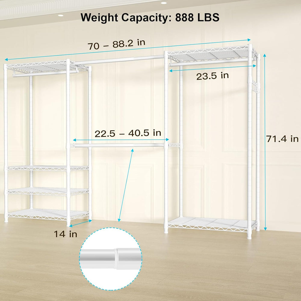E1 Heavy Duty Closet Garment Rack, Adjustable Metal Clothing Storage