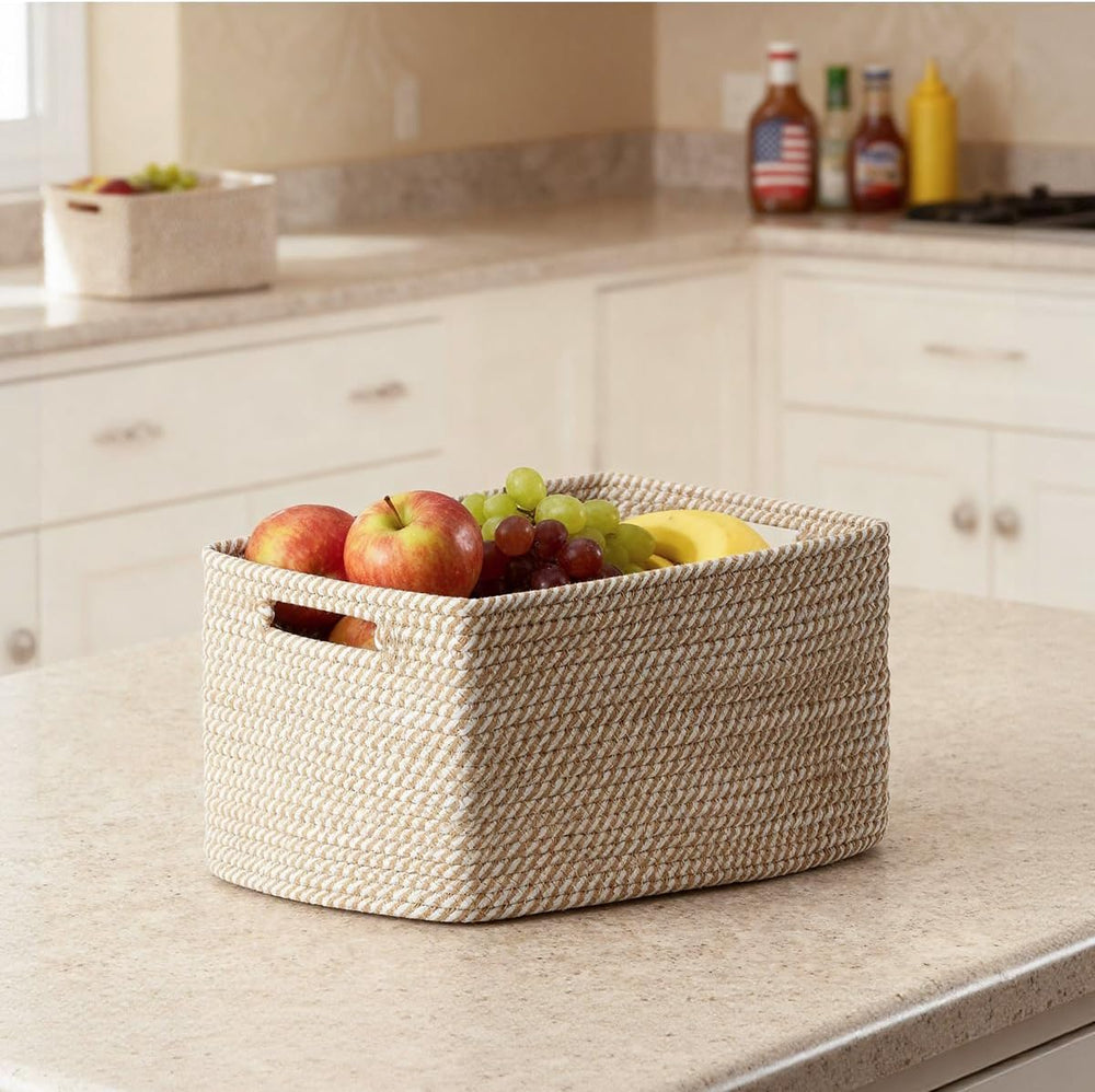 5 Pack Woven Storage Baskets, Decorative Storage Bins for Organizing