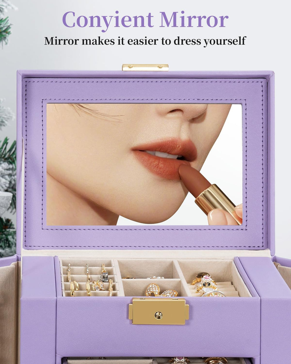 TORIBIO Large Jewelry Box for Women, Leather Jewelry Organizer with Mirror &a...