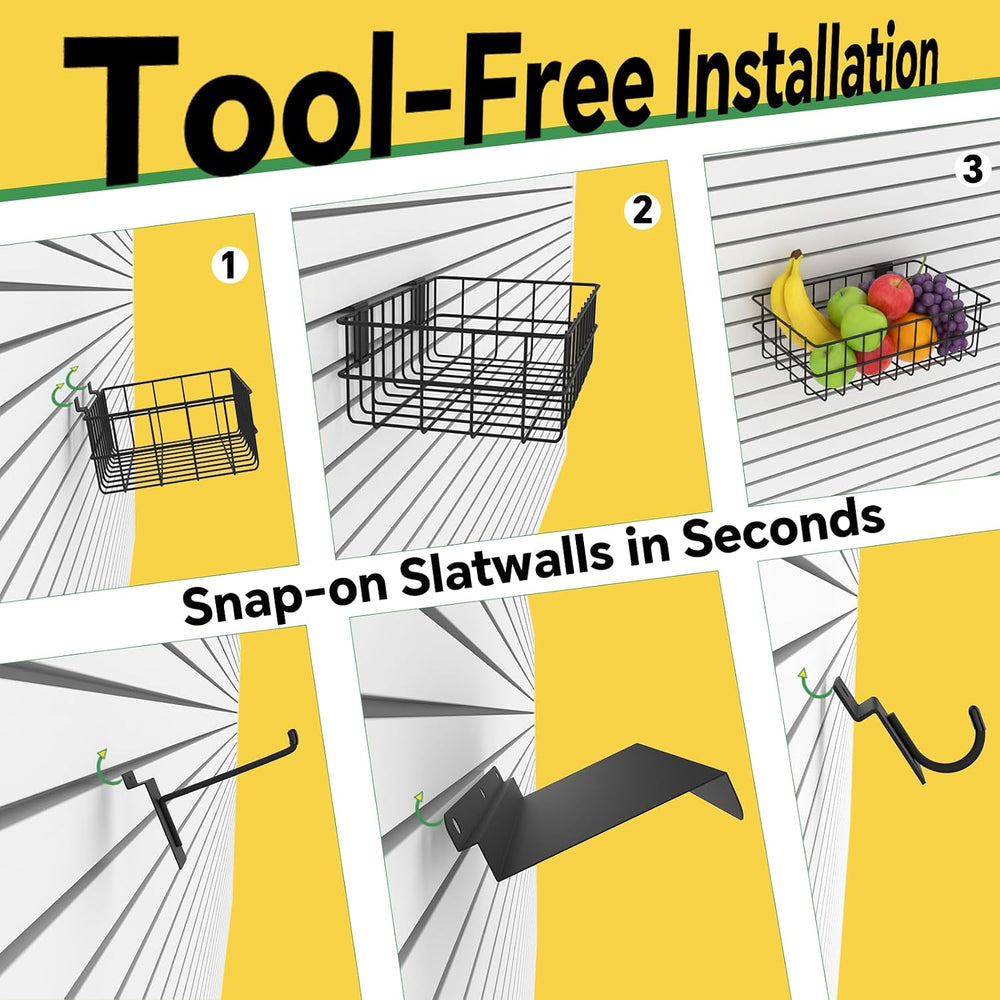 30 PCS Slatwall Accessories Kit, with 4 Pcs Slatwall Baskets, 6 Pcs Slatwall ...