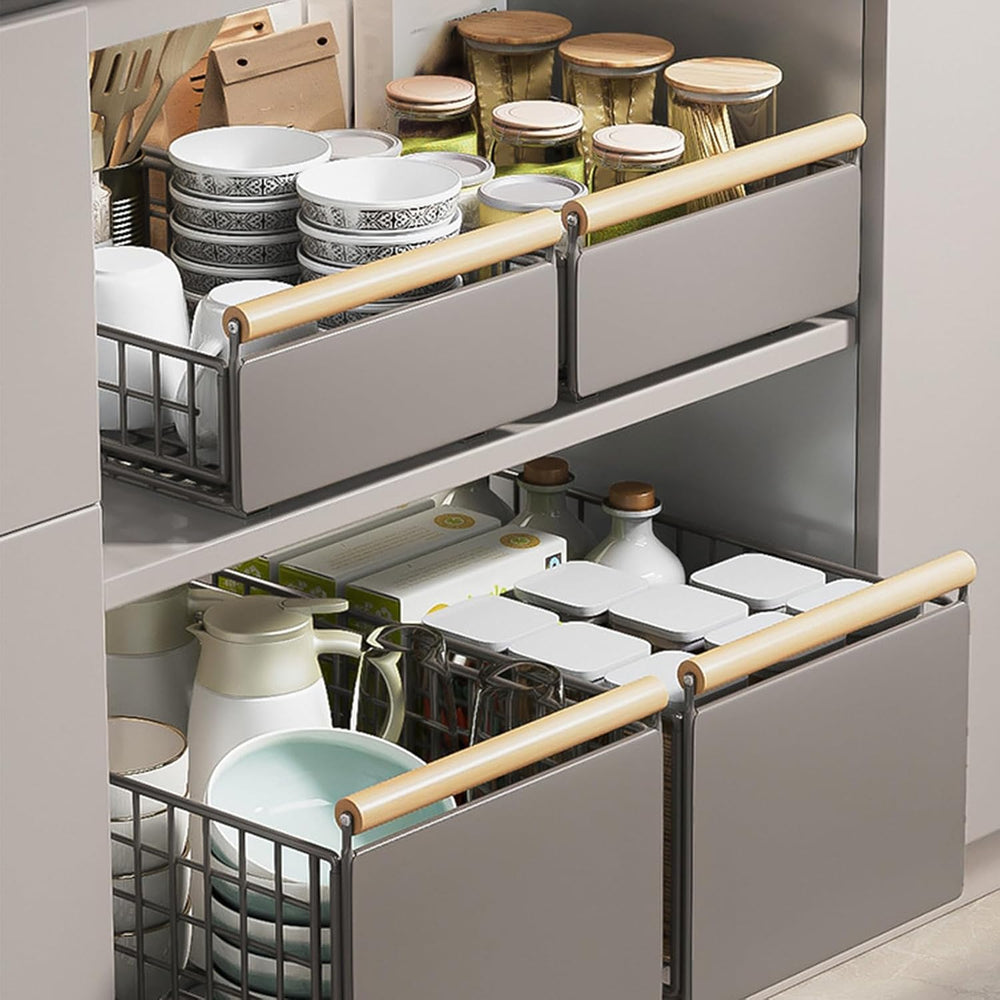 Pull Out Cabinet Sliding Basket, Under Sink Mesh Drawer Organizer with Handle...