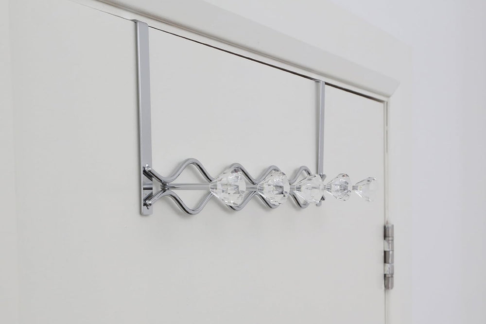 Premier Housewares 5 Diamante Hook Over Door Hanger - Clear