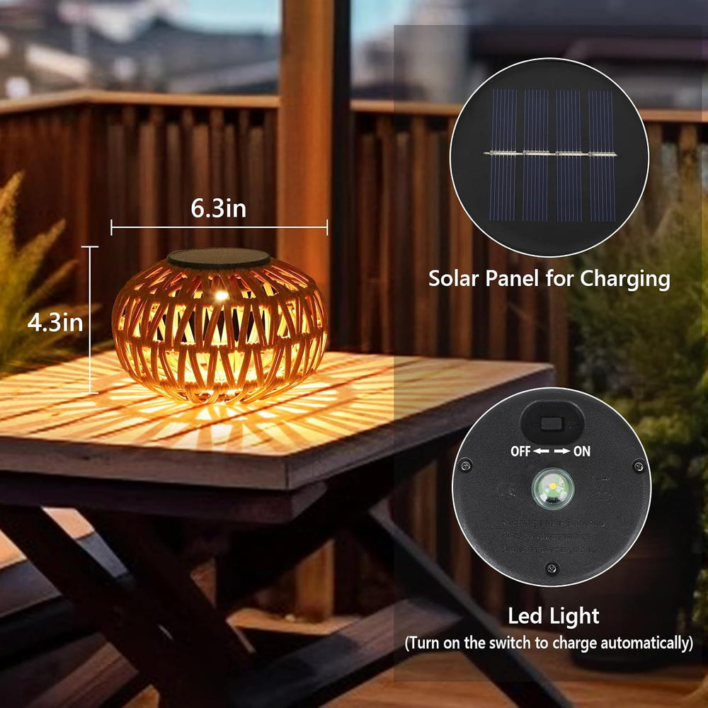 2 Pack Solar Lanterns Outdoor Waterproof, Outdoor Table Lamp Decor, Rattan So...