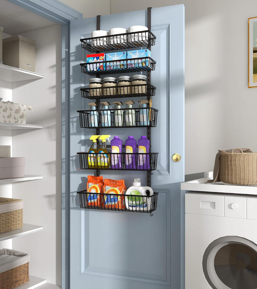 Mefirt 8-Tier Black Over The Door Pantry Organizer, Hanging Shelves