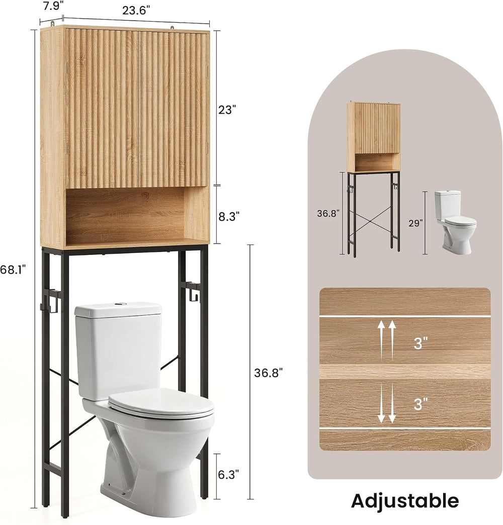 Over The Toilet Storage Cabinet, Freestanding Tall Wood Bathroom Organizer