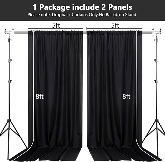 MEETSKY Black Backdrop Curtains for Parties - 10ft x 8ft Party Photo Backgrou...