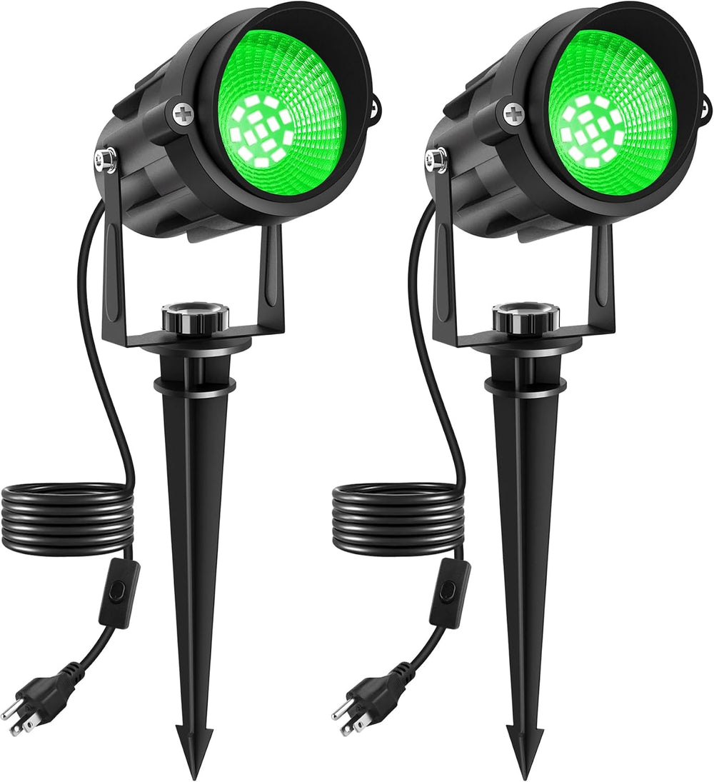 Halloween Green LED Spot Lights Outdoor, 14 LED Landscape Lighting with US Pl...