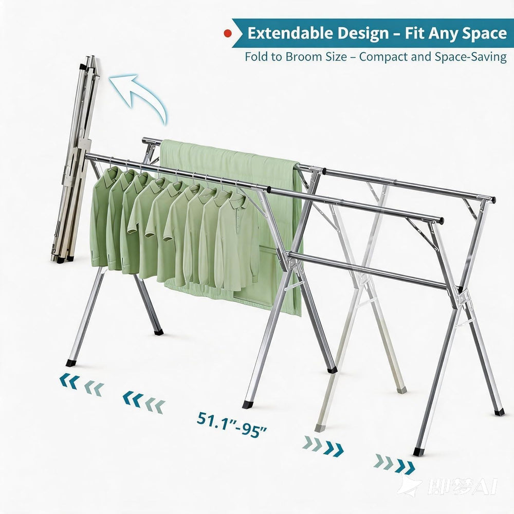 Foldable Clothes Drying Rack, Stainless Steel Laundry Drying Rack
