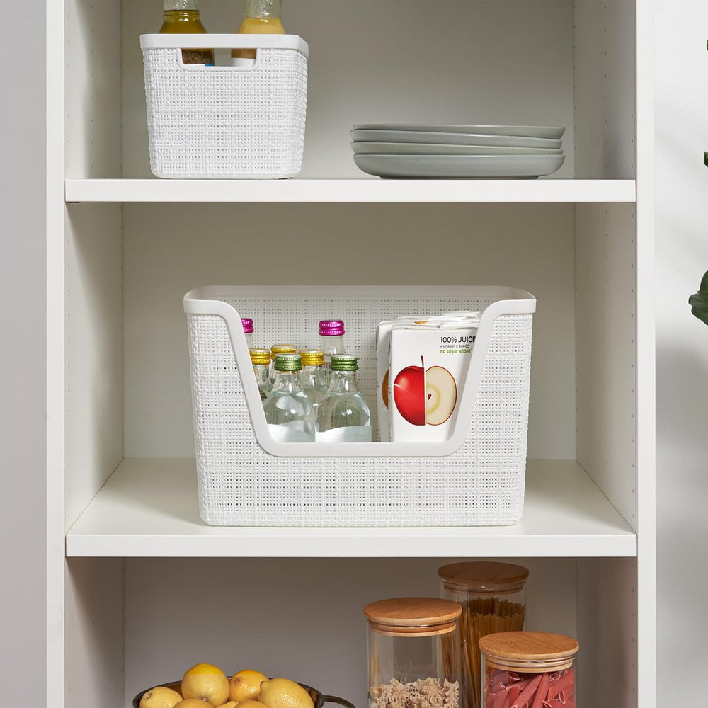 Curver Set of 4 Large 18L Easy Access Jute Decorative Plastic Organization an...