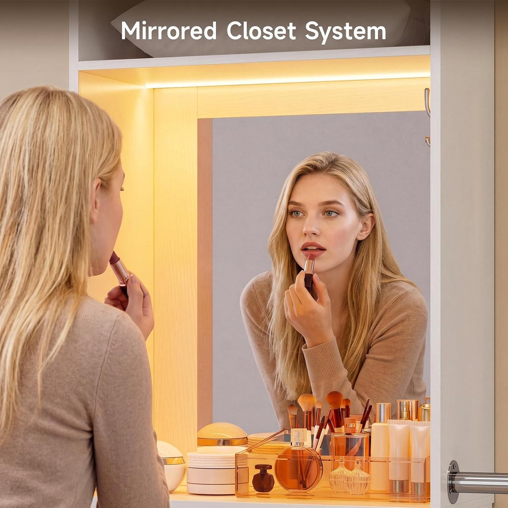 W4 Closet System with Stepless Dimmable LED Light & Glass Mirror