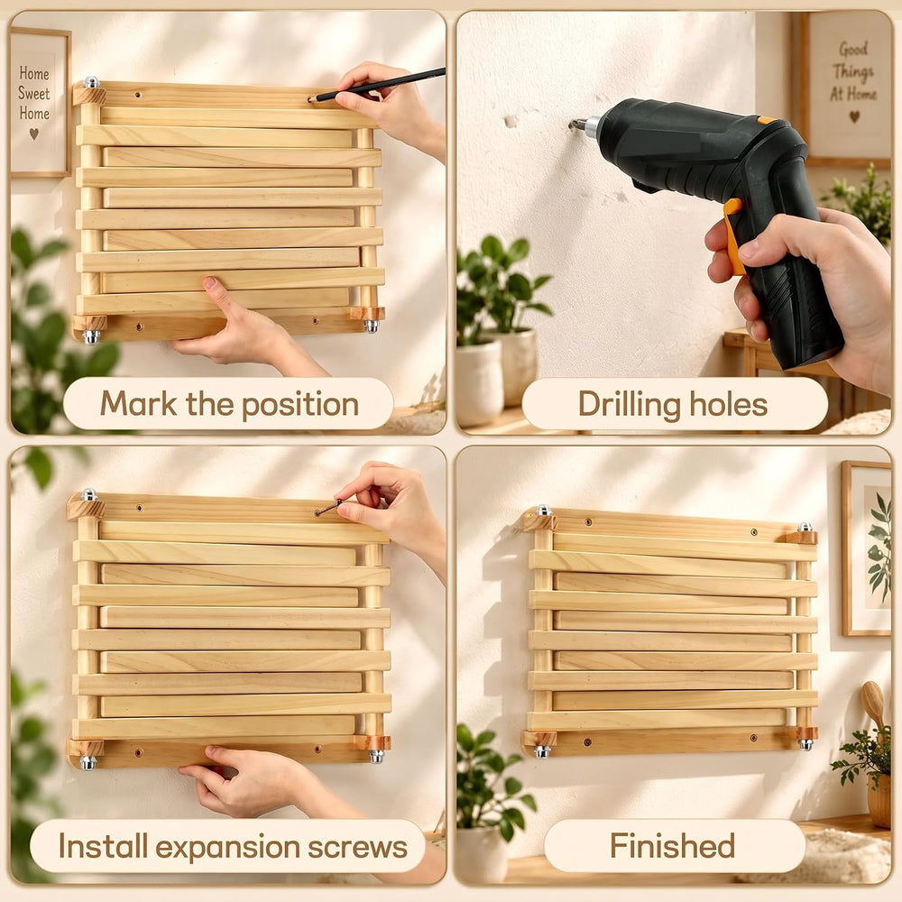 Novabright 1 Pcs Wood Foldable Wall Mounted Drying Rack, Original
