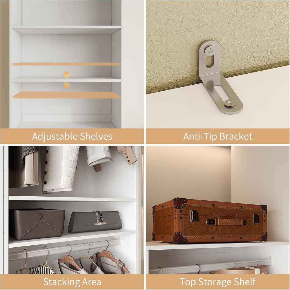 VOWNER 50'' Closet Organizer System with 10 Adjustable Shelves