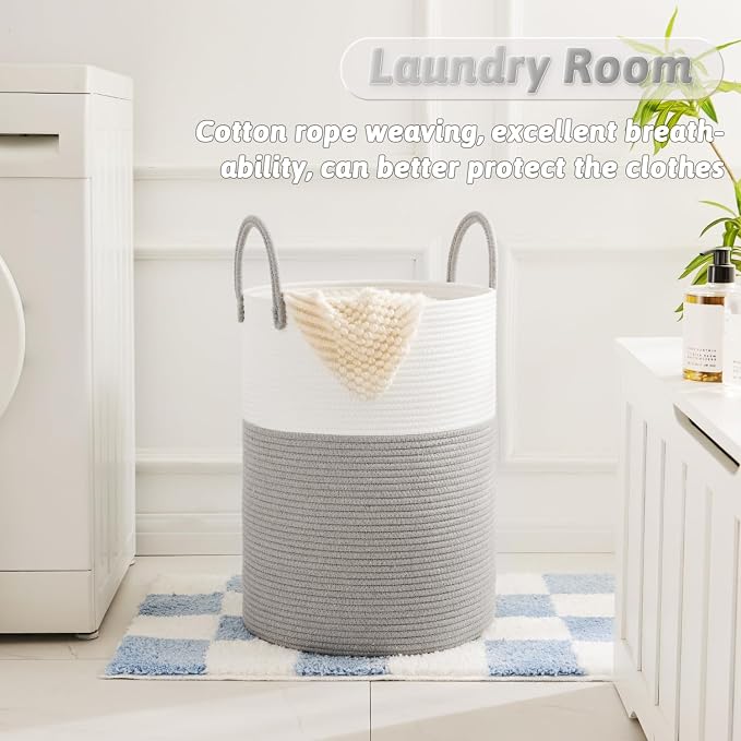Laundry Basket, Woven Cotton Rope Laundry Hamper, 100L