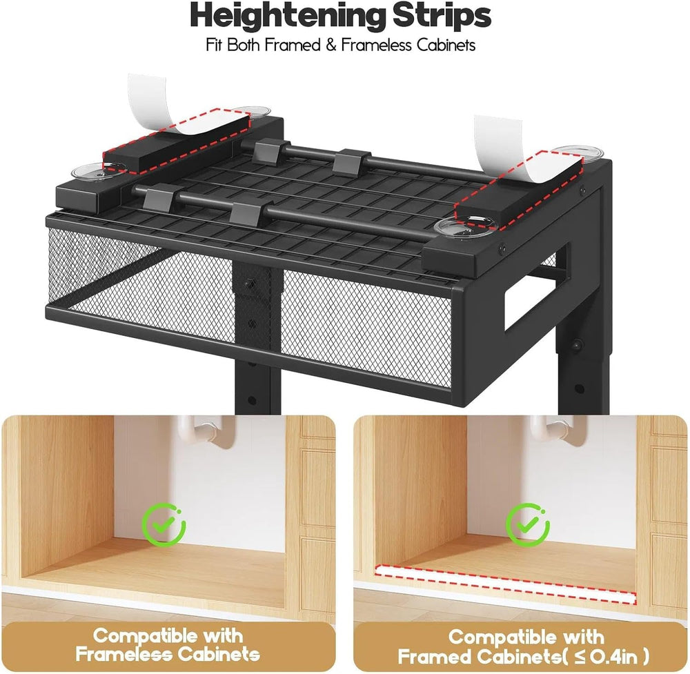 2 Packs 21IN Depth Under Sink Organizer, 2-Tier Pull Out Cabinet Organizer Wi...