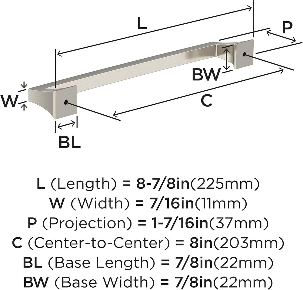 Amerock 8" Mulholland Satin Nickel Drawer Pull
