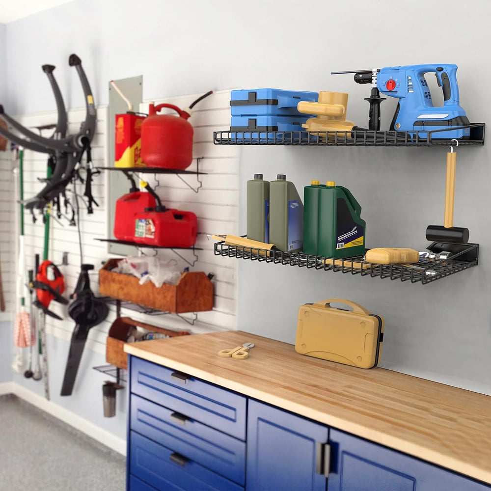 WALMANN 2-Pack Garage Wall Shelf, 23.5" x 12" Wall Mounted Storage ...