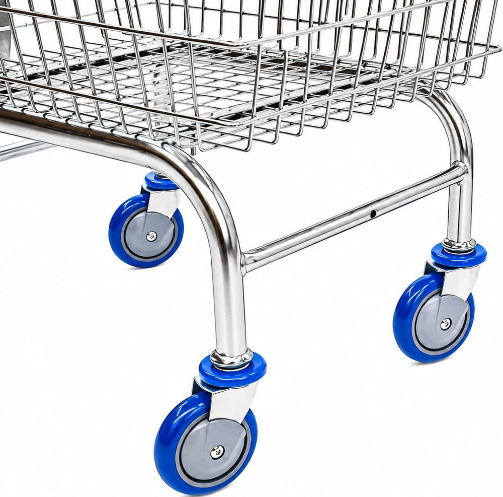 Laundry Cart Chrome Coated with Double Pole Rack, 2.5-Bu (Red or Blue Trim) (...