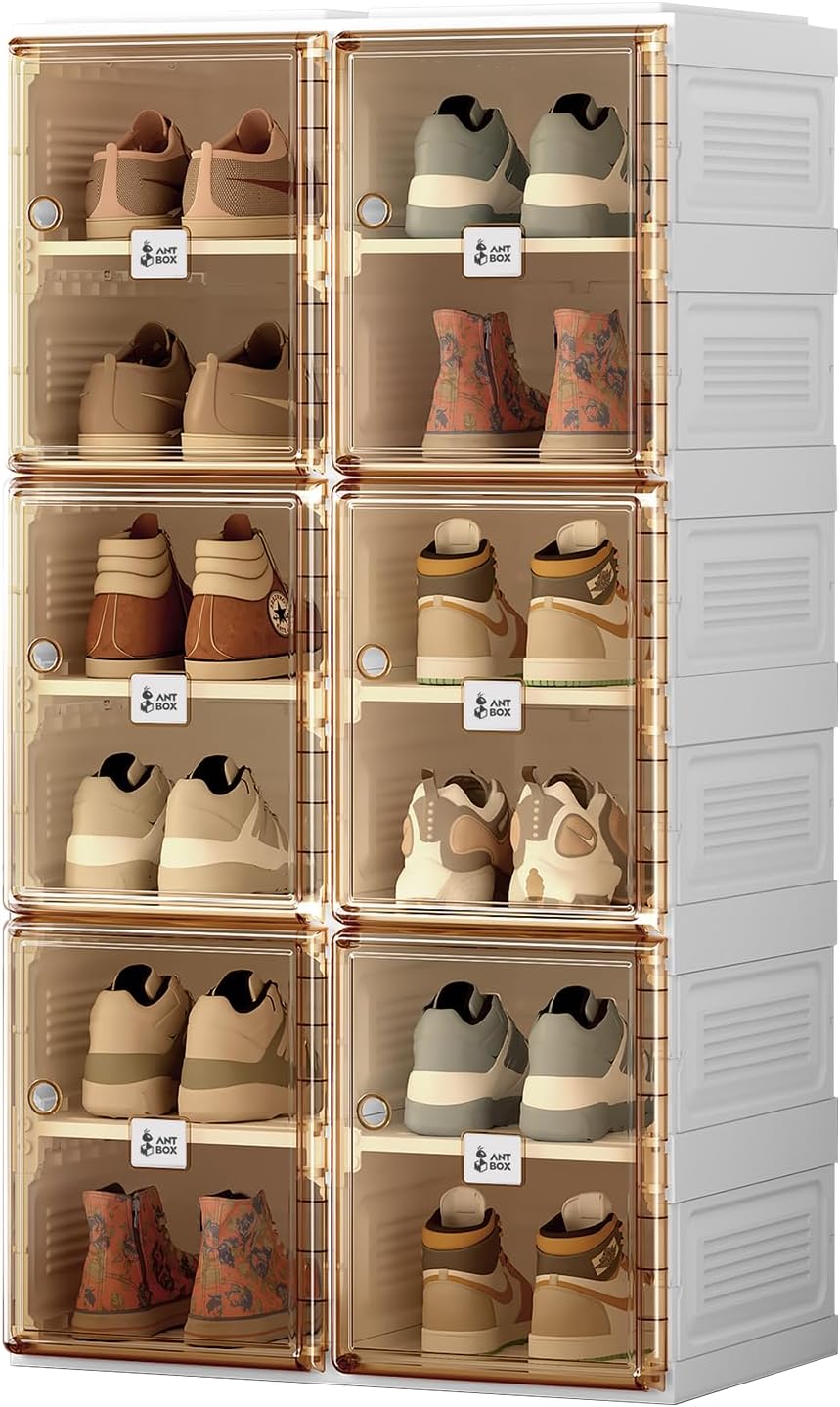 ANTBOX Shoe Organizer Storage Box, Portable Folding Shoe Rack For Closet With...