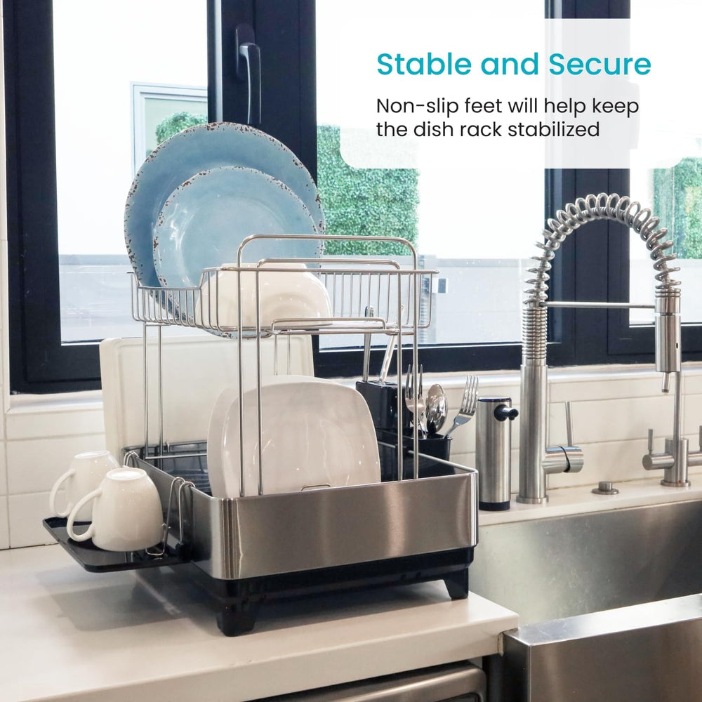 Home Zone Living Dish Drying Rack for Kitchen Counter with 2-Tiers