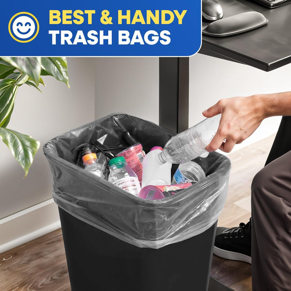 PLASTIC PRINCE 7-10 Gallon Trash Bags, Small Office Trash Bags, 8 Mic Waste B...
