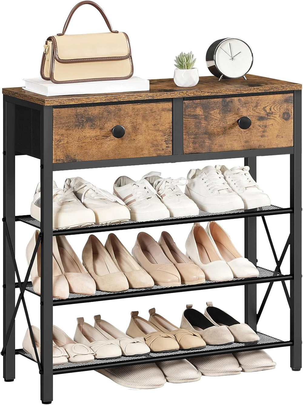 YATINEY 4 Tier Shoe Rack, Large Capacity Shoe Storage Organizer, Metal Shoe S...