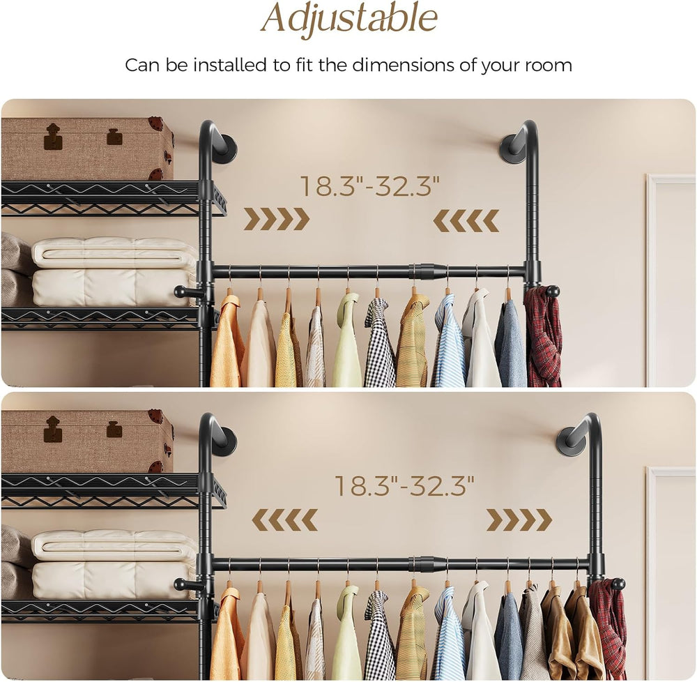 Closet Organizers Wall Mounted Closet System, 3-Row Heavy Duty Garment Clothe...