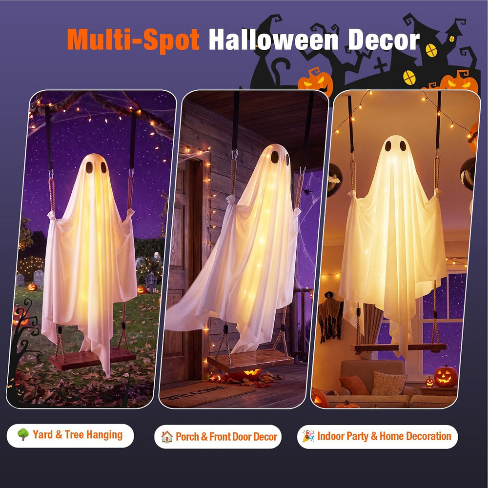 Eoubed Halloween Decorations Outdoor 6FT Large Hanging Swinging Ghost Decor