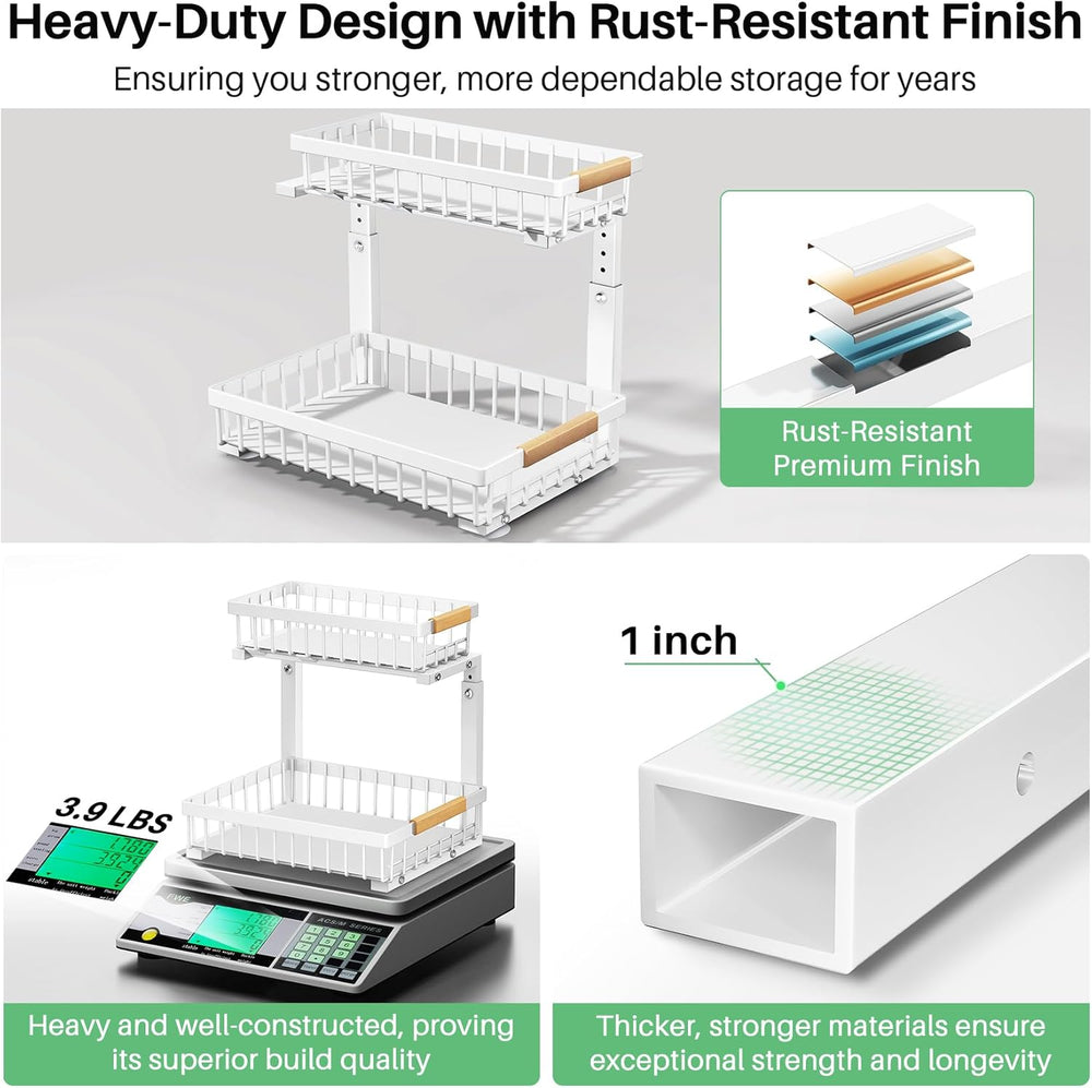 Kitstorack Under Sink Organizer, 2 Tier Under the Sink Storage, Slide out Pul...