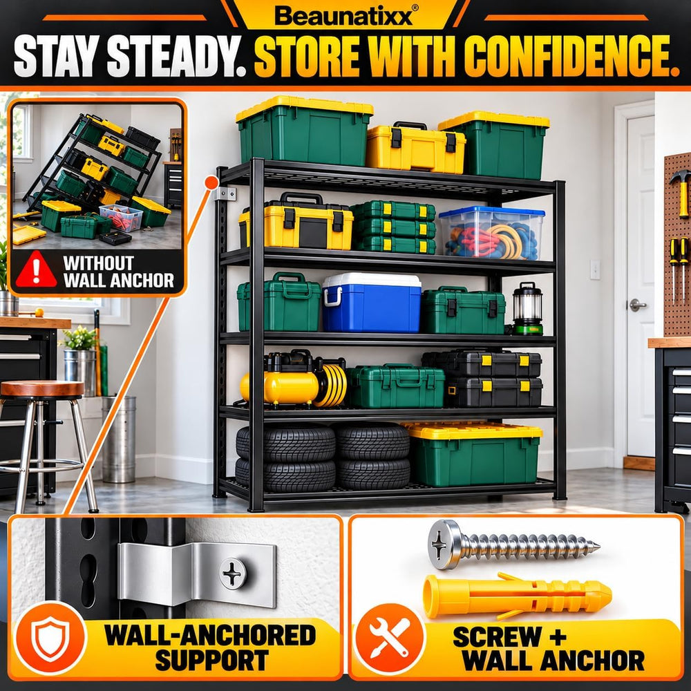 Garage Shelving 72"H x 48"W x 24"D Heavy Duty Storage Shelves ...