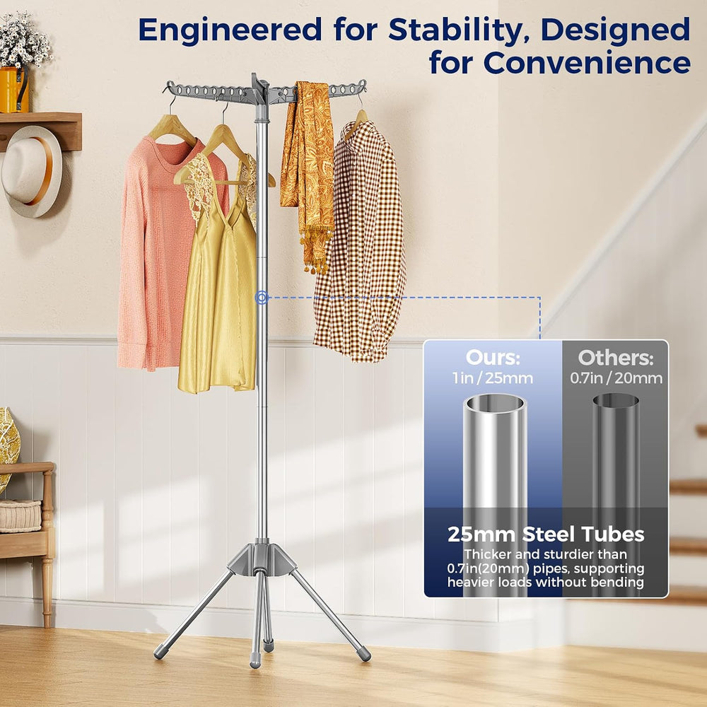Clothes Drying Rack, 59" H Laundry Drying Rack, 3 Rotatable Arms