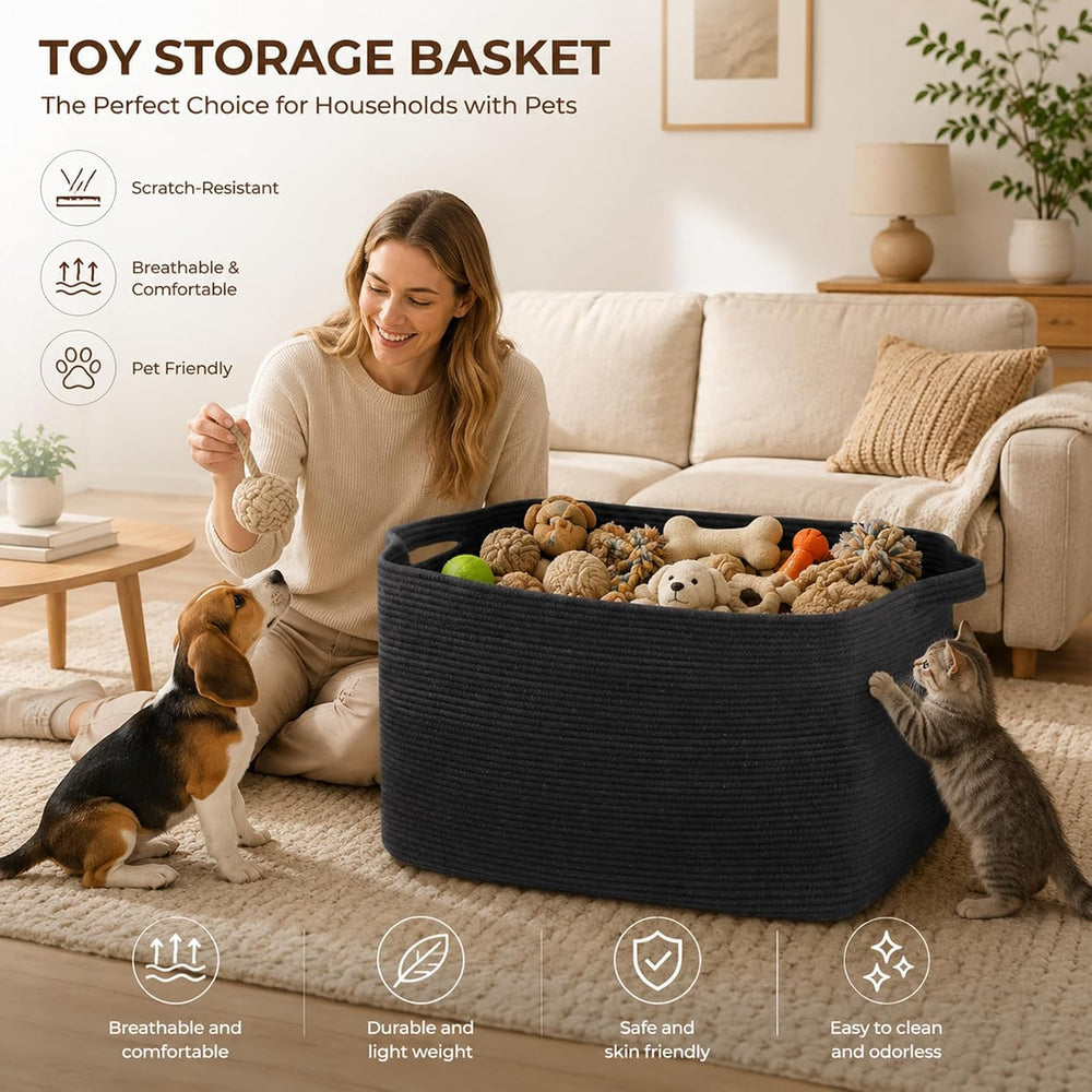 OIASKET 95L Extra Large Blanket Basket, 24" x 16.9" x 14.2" Wo...