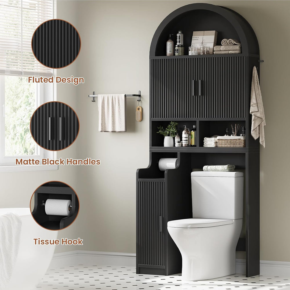 Itaar Arched Over The Toilet Storage Cabinet, 78.7" H Fluted Bathroom Or...