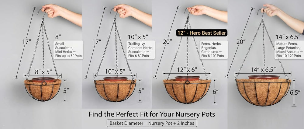 Kingbuy 10 Inch Hanging Planter Basket with Coconut Liner Wire Plant Holder C...
