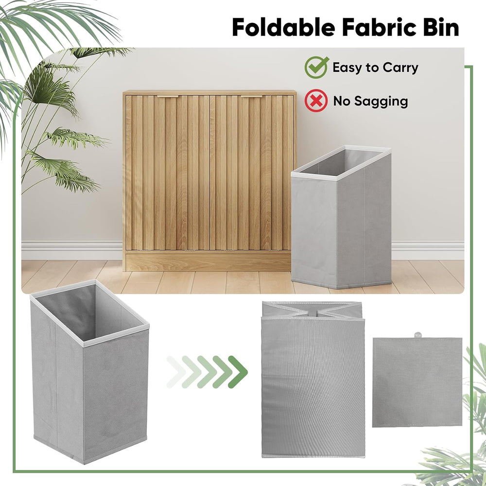 Smuxee Double Tilt Out Laundry Hamper Cabinet, Hidden Laundry Cabinet with Do...