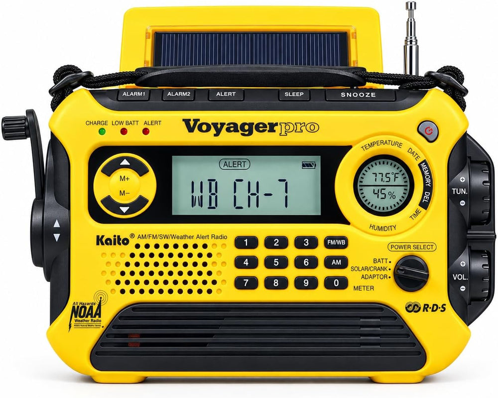 Kaito Voyager Pro KA600 Digital Solar Dynamo Crank Wind Up AM/FM/LW/SW & ...