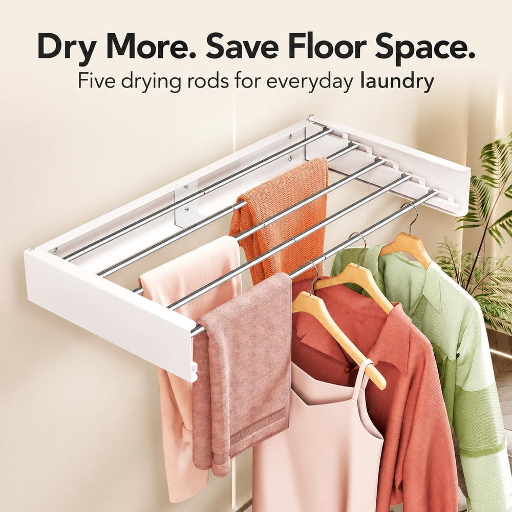 ZdwCyl Wall Mounted Drying Rack 32", Laundry Clothes Drying Rack Foldable