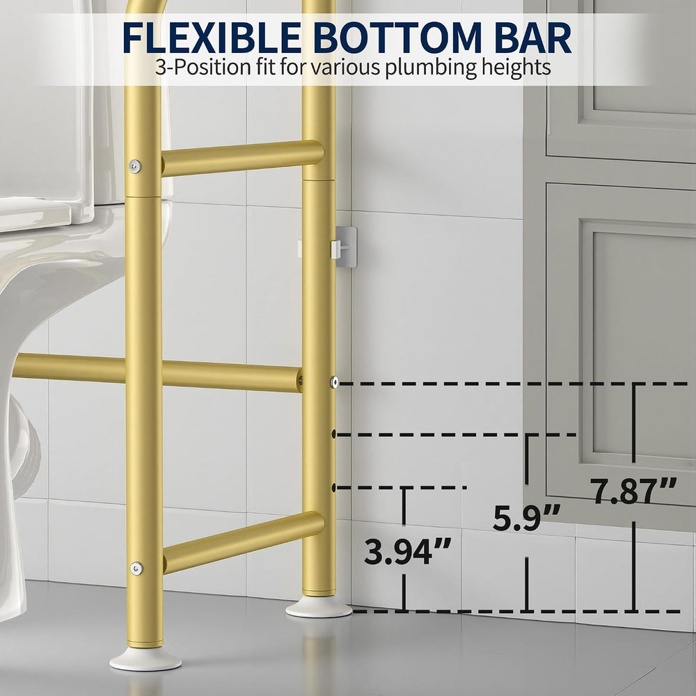 3-Tier Over Toilet Storage, Anti-Wobble, Gold