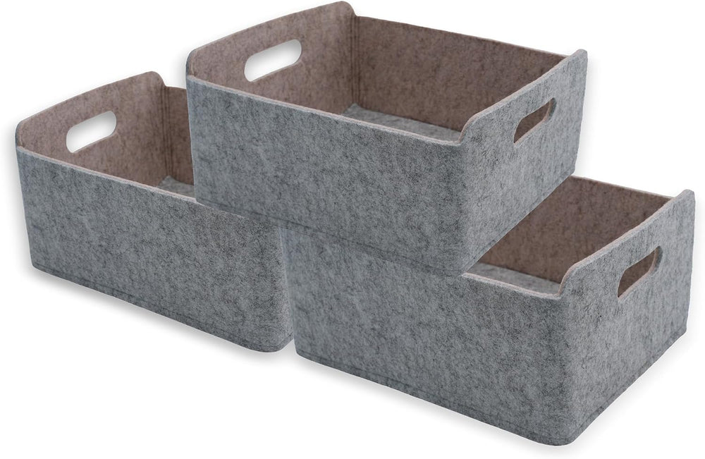 Storage Basket Collapsible Felt Shelf Open Organizer Bin Grey Beige