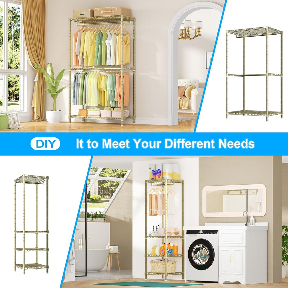 Ulif E10 Clothes Rack(With Stretchable Hanger Rod)Freestanding Clothing Racks...